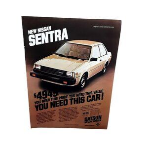 1983 Nissan Sentra Print Ad Vintage Datsun Automotive Car Advertising